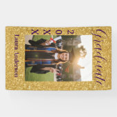 Gold glitter photo graduation add name class text spandoek (Horizontaal)