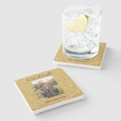 Gold glitter photo graduation add name class text stenen onderzetter (Zijkant)