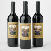 Gold glitter photo graduation add name class text wijn etiket (Flessen)