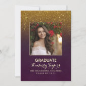 Gold Glitter Photo Graduation Party aankondiging (Voorkant)