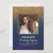 Gold Glitter Photo Graduation Party aankondiging (Voorkant)