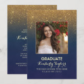 Gold Glitter Photo Graduation Party aankondiging (Voorkant / Achterkant)