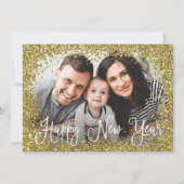 Gold Glitter Photo Lijst New Years Photo Card Feestdagenkaart (Voorkant)