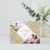 Gold Glitter Photo Save the Date Briefkaart (Staand voorkant)
