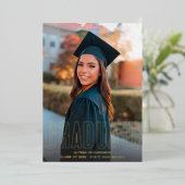 Gold Glitter Photo VER Folie Afstuderen Folie Uitnodiging (Staand Voorkant)