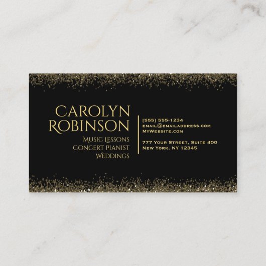 Gold Glitter Piano Visitekaartje (Achterkant)