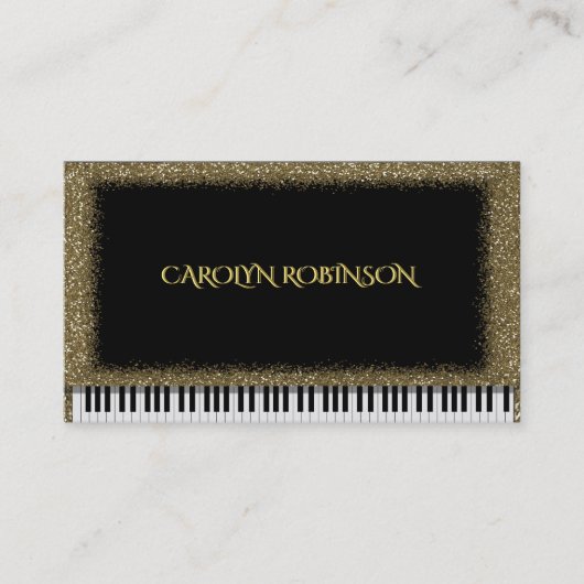 Gold Glitter Piano Visitekaartje (Voorkant)