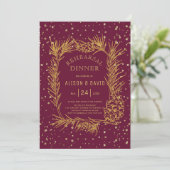 Gold glitter pine burgundy winter repetitief diner kaart (Staand voorkant)