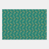 Gold Glitter Pineappel Tropische Kerstmis Inpakpapier Vel (Voorkant 3)