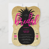 Gold Glitter Pineapple Chic Vrijgezellenfeest Invi Kaart (Voorkant)