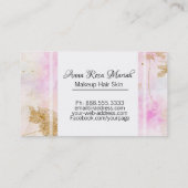 *~* Gold Glitter Pink Abstract Pastel Modern Visitekaartje (Achterkant)