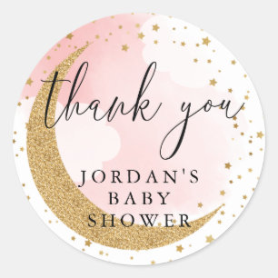 Gold Glitter Pink bedankt voor je plezier Ronde Sticker