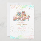 Gold Glitter Pink Blue Lovely Girl Baby shower Kaart (Voorkant)