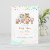 Gold Glitter Pink Blue Lovely Girl Baby shower Kaart (Staand voorkant)