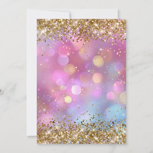 Gold Glitter Pink Bokeh Kaart (Achterkant)