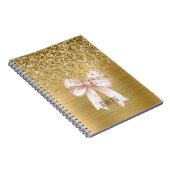 Gold Glitter Pink Bow Notitieboek (Rechterzijde)