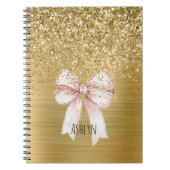 Gold Glitter Pink Bow Notitieboek (Voorkant)