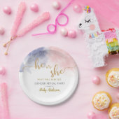 Gold Glitter Pink & Donkerblauw Geslacht onthullen Papieren Bordje (Feest)