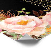 Gold Glitter Pink Floral 8 Tabellen Zetel Poster (Hoek)