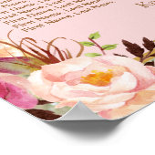 Gold Glitter Pink Floral 9 Tabellen Zitdiagram Poster (Hoek)