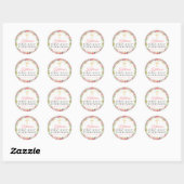 Gold Glitter Pink Floral First Heilige Communie Ronde Sticker (Vel)