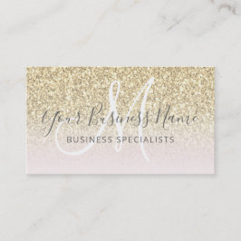 Gold Glitter Pink Girly Business Logo Monogram Visitekaartje