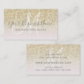 Gold Glitter Pink Girly Business Logo Monogram Visitekaartje (Voorkant / Achterkant)