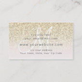 Gold Glitter Pink Girly Business Logo Monogram Visitekaartje (Achterkant)