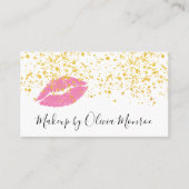 Gold Glitter Pink Lips Makeup Artist Visitekaartje (Voorkant)