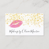 Gold Glitter Pink Lips Makeup Artist Visitekaartje (Voorkant)
