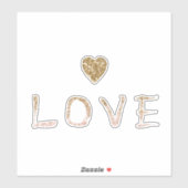 Gold Glitter Pink Love Heart Sticker (Vel)