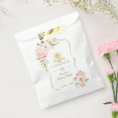 Gold Glitter Pink Peony Floral Heilige Communie Bedankzakje (Gezegeld)