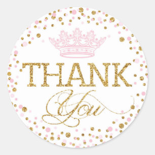 Gold Glitter Pink Royal Princess Baby shower Ronde Sticker