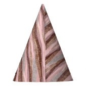 Gold Glitter Pink Stripes Party Pet Feesthoedjes (Achterkant)