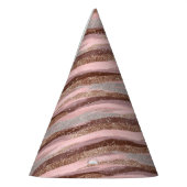 Gold Glitter Pink Stripes Party Pet Feesthoedjes (Links)