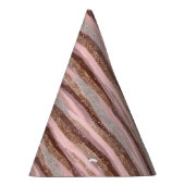 Gold Glitter Pink Stripes Party Pet Feesthoedjes (Rechts)