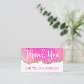 Gold Glitter Pink White Bedankt voor aankoop Visitekaartje (Staand voorkant)