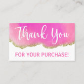 Gold Glitter Pink White Bedankt voor aankoop Visitekaartje (Voorkant)