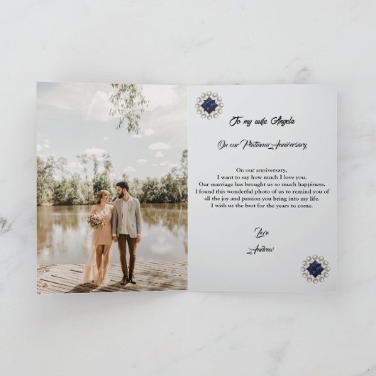 Gold Glitter Platinum 70ste bruiloft Jubileum Kaart (Binnen)