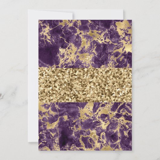 Gold Glitter Plum Paarse Marble Muslim Wedding Kaart (Achterkant)