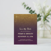 Gold Glitter Plum  Save the Date Aankondigingskaart (Staand voorkant)