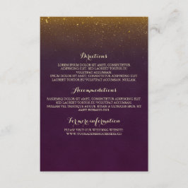 Gold Glitter  Plum Wedding Insert Informatiekaartje