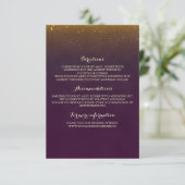 Gold Glitter  Plum Wedding Insert Informatiekaartje (Staand voorkant)