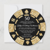 Gold Glitter Poker Chip 50ste bruiloft Jubileum Kaart (Voorkant)