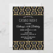 Gold Glitter Poker Chip Casino Night Party Kaart (Voorkant)