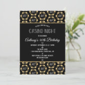 Gold Glitter Poker Chip Casino Night Party Kaart (Staand voorkant)
