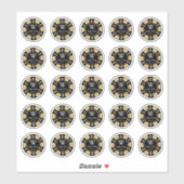 Gold Glitter Poker Chip Casino Weddenschap 3cm Sticker (Vel)