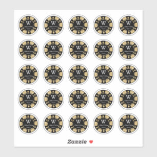 Gold Glitter Poker Chip Casino Weddenschap 3cm Sticker