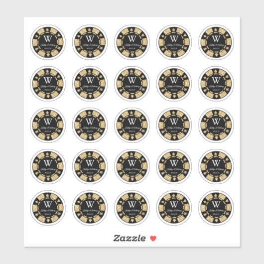 Gold Glitter Poker Chip Casino Weddenschap 3cm Sticker (Vel)