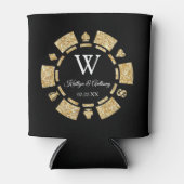 Gold Glitter Poker Chip Casino Wedding Blikjeskoeler (Voorkant)
